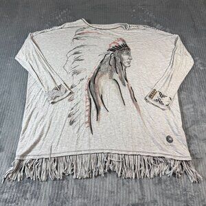 Double D Ranch Native American Embroidered Beaded Top Medium Fringe